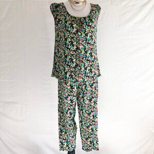 Floral Cottagecore 2 Piece Set Black Multicolor